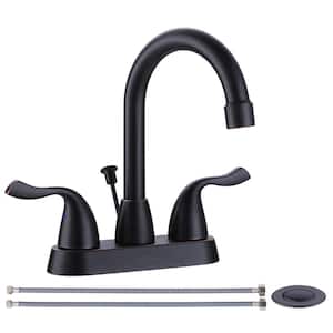4 in. Centerset Double Handle Bathroom Faucet with Lift Rod Drain Included in Oil Rubbed Bronze