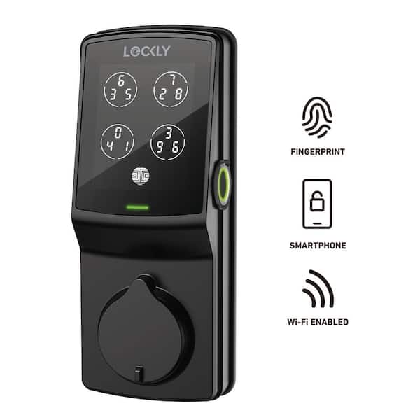 Lockly Secure Pro Matte Black Deadbolt WiFi Smart Lock with 3D Fingerprint, Hack-proof Keypad, Mobile app, Alexa/Hey Google