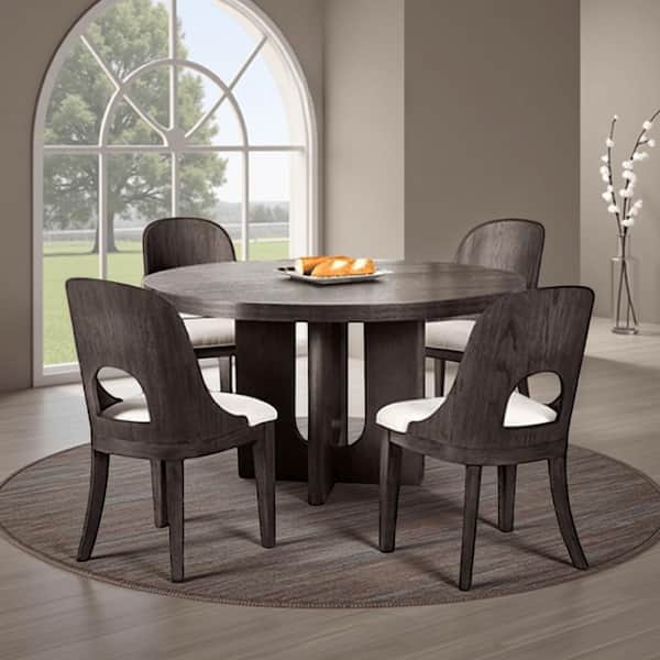 Ash Gray and White 30 in. 5-Piece Dining Set