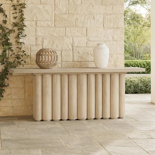 Eris 20 in. White Wash Rectangle Wood Console Table with Hollow Tube Legs