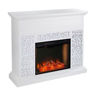 Orgena 45.75 in. Smart Electric Fireplace in White with Mirror