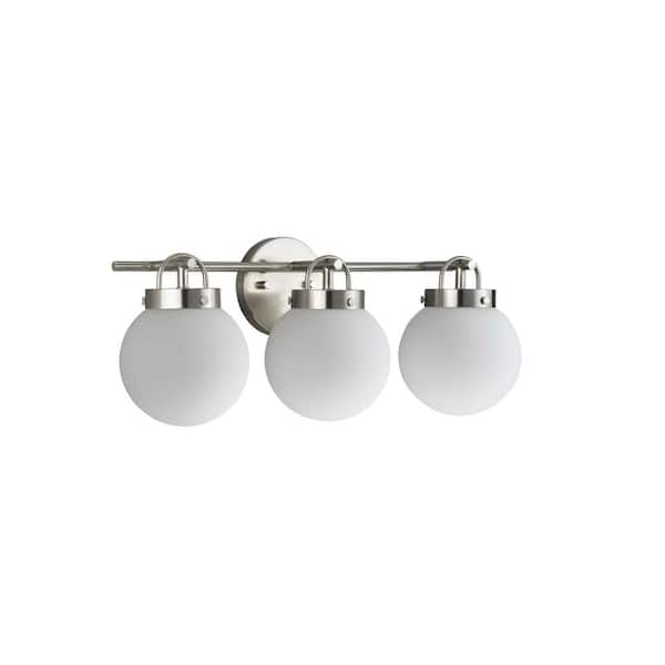 Silverdale Collection 22 in 3-Light Brushed Nickel Soft Modern Vanity Light for Bathrooms