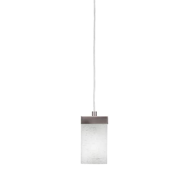 Unbranded Kingsport 100-Watt 1-Light Graphite Shaded Pendant Light Mini Pendant with White Muslin Glass Shade, No Bulb Included