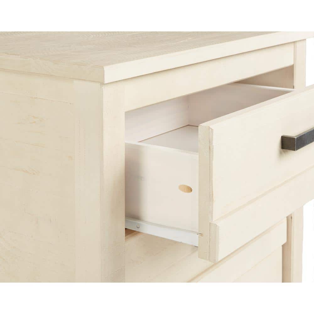 Antique White Solid Pine 3-Drawer Rustic Nightstand