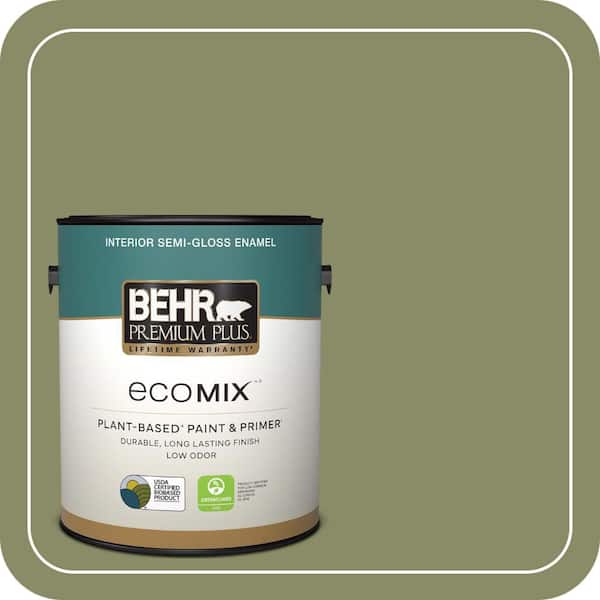 1 gal. #S370-5 Pesto Paste Semi-Gloss Enamel EcoMix Plant-Based Interior Paint & Primer