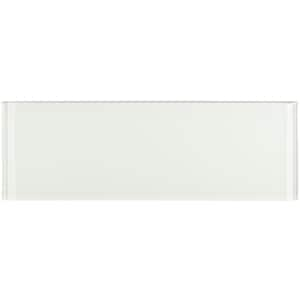 Contempo Bright White 4 in. x .31 in. Polished Glass Mosaic Floor and Wall Tile Sample