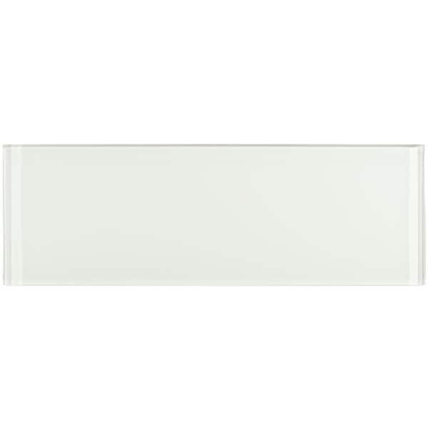 Ivy Hill Tile Contempo Bright White 4 in. x .31 in. Polished Glass Mosaic Floor and Wall Tile Sample