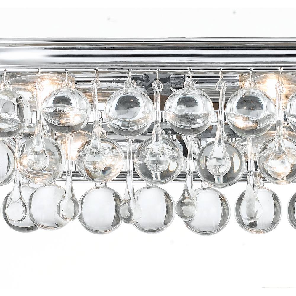 Polished Chrome 6-Light Dimmable Vanity Fixture with Clear Drops