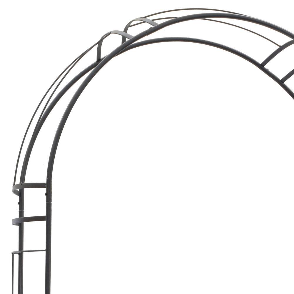 Aspen Black Steel Contemporary Garden Arbor with Arched Roof