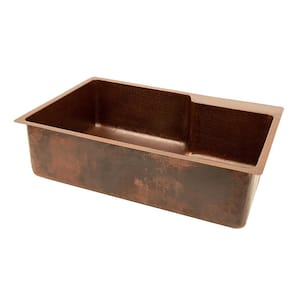 All-in-One Undermount Copper 33 in. 0-Hole Single Bowl Kitchen Sink with Space for Spring Faucet in Oil Rubbed Bronze