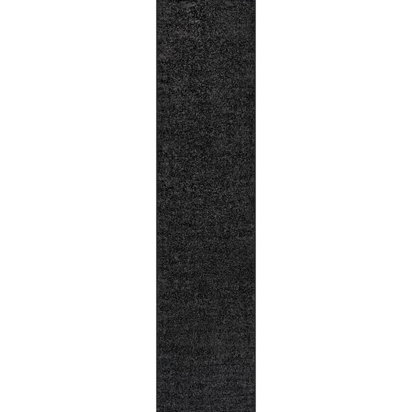 Haze Solid Low-Pile Black 2 ft. x 12 ft. Runner Rug