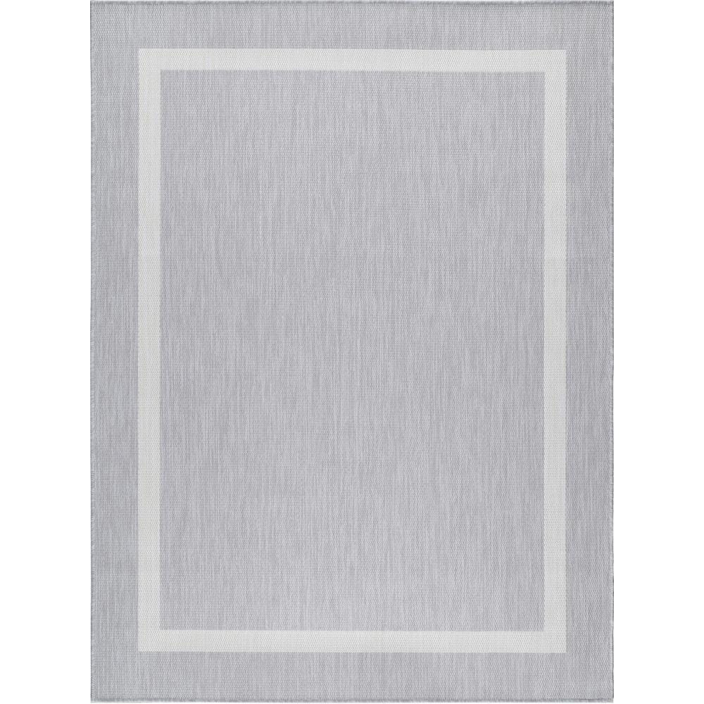 Beverly Rug 10 X 14 Gray White Grey Modern Bordered Indoor Outdoor Area ...