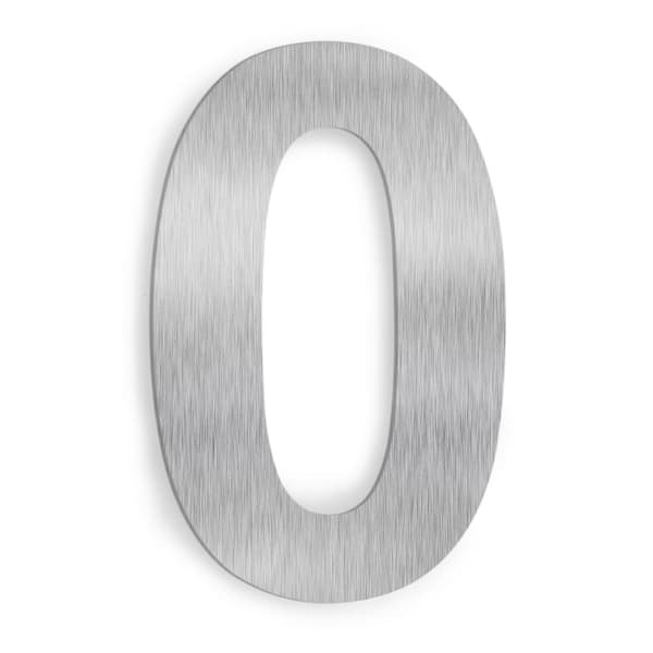 Barton 6 in. Satin Stainless Steel Floating House Number 0