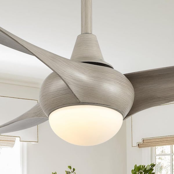 JONATHAN Y Aviator 52 in. 1-Light Mobile-App/Remote-Controlled 6-Speed Retro Swirl Integrated LED Ceiling Fan, Gray Wood Finish