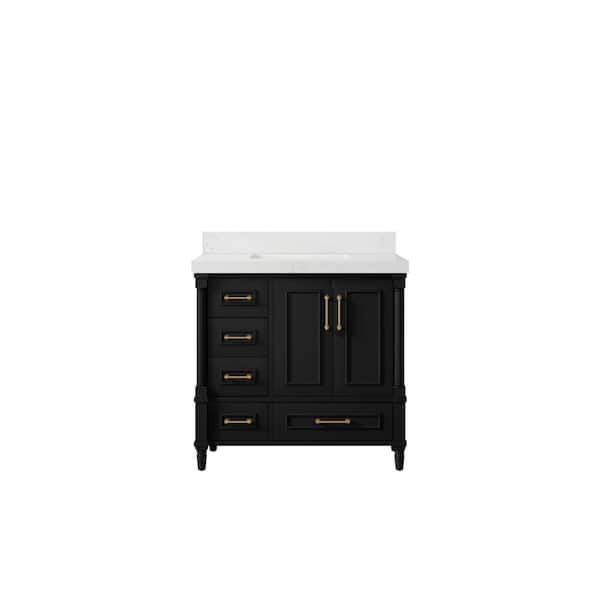 Willow Collections Hudson 36 in. W x 22 in. D x 36 in. H Single Sink Bath Vanity Center in Black with 2 in. Empira Quartz Top