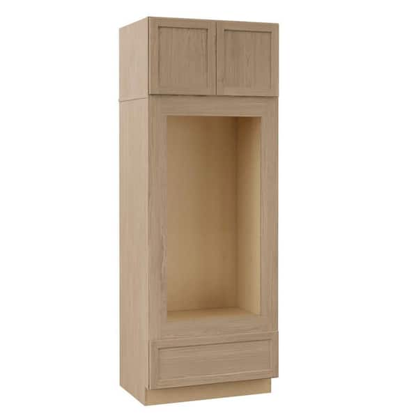 Sinclair 33 in. W x 24 in. D x 90 in. H Assembled Double Oven Cabinet in Shaker Light Oak