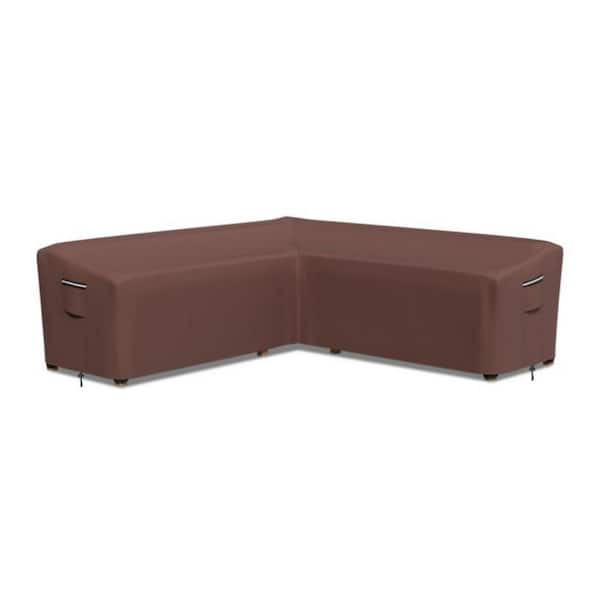 Unbranded Patio Combination Slipcover, Outdoor V-Shaped Sofa Cover, 600D Oxford, Windproof Patio Furniture Cover, Brown