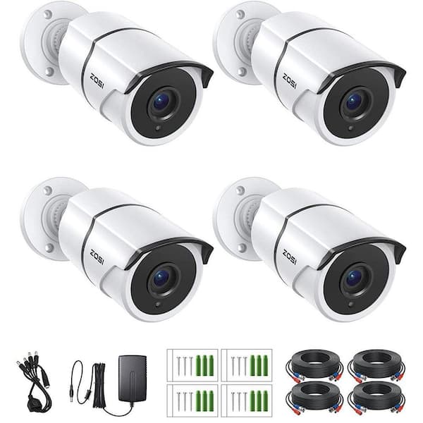 1080p TVI Hardwired Outdoor Bullet Security Camera with Audio Only Compatible for TVI Analog DVR (4-Pack)