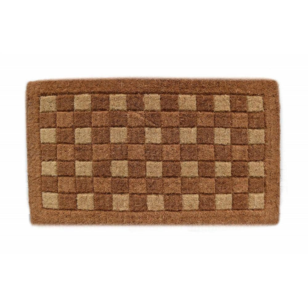 Imports Decor Traditional Coir, Square Pattern, 30 in. x 18 in. Natural ...
