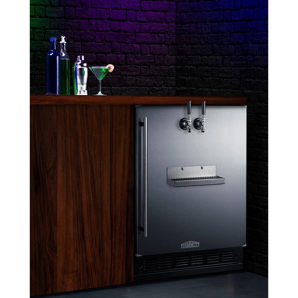 Stainless Steel Dual Tap Commercial Built-In Beer Kegerator
