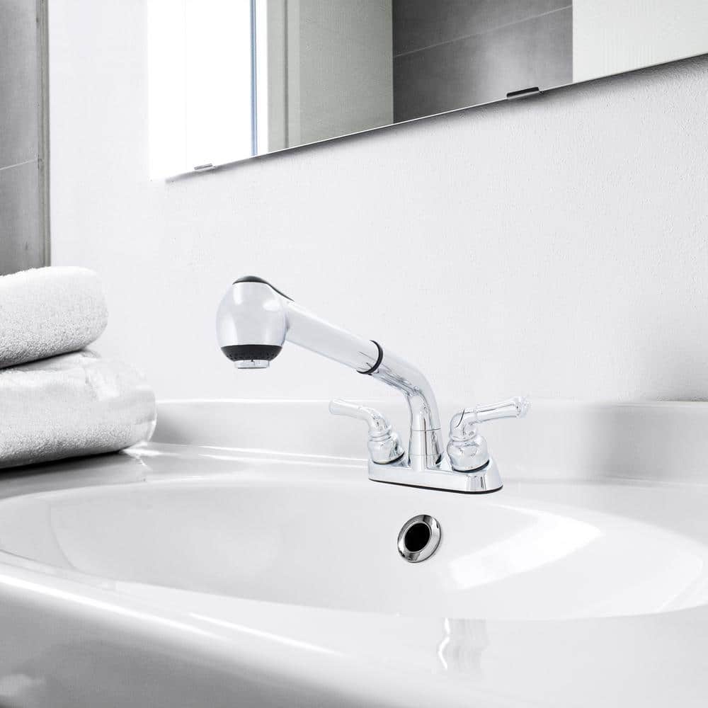 Chrome Dual Handle Pull-Out Utility Faucet