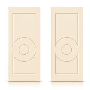 84 in. x 80 in. Hollow Core Beige Stained Composite MDF Interior Double Closet Sliding Doors