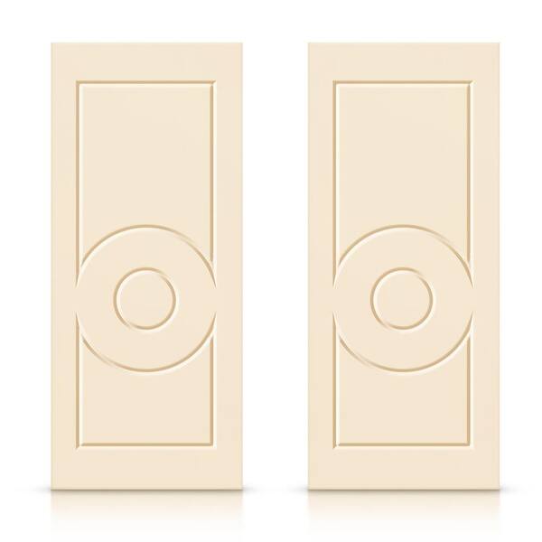 CALHOME 84 in. x 96 in. Hollow Core Beige Painted Composite MDF Interior Double Closet Sliding Doors