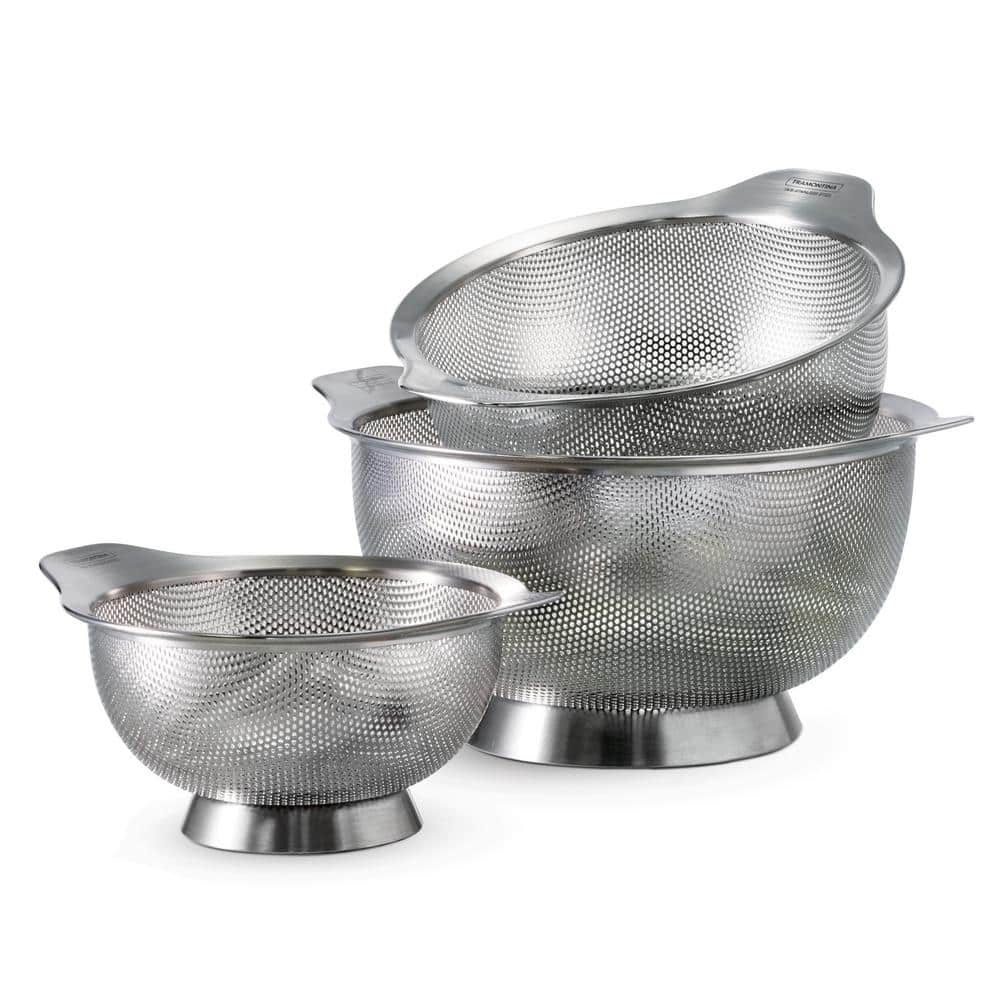 Tramontina 3-Piece Stainless Steel Micro-Perforated Colander Set
