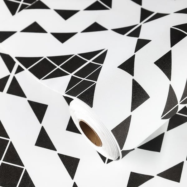 Black and White 12 in. x 120 in. x 0.04 in. Vinyl Peel Stick Backsplash Roll, Decorative Wall and Flooring Tile (1-Pack)