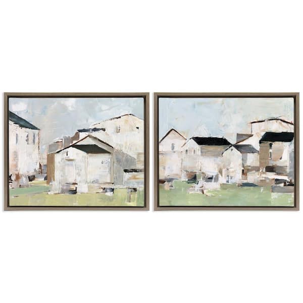 Stupell Industries Cluster of Houses View by Ethan Harper 2-Pieces Brown Floater Frame Architecture Graphic Art Print 17 in. x 21 in.