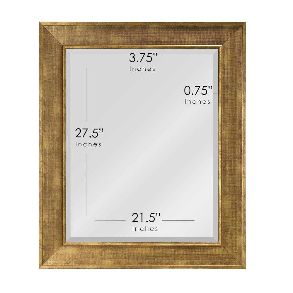 Antique Gold Textured Beveled Glass Rectangular Wall Mirror