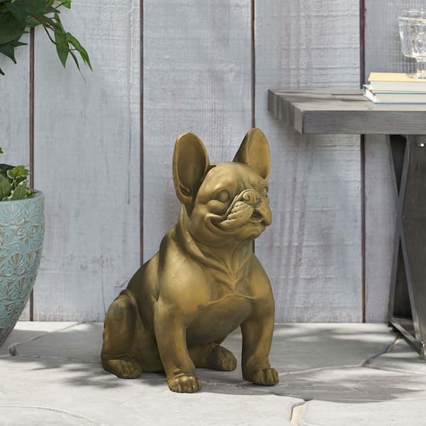 9.5 in. W x 17 in. H Gold Dog Indoor/Outdoor Garden Sculpture, Man's Best Friend Dog Garden Statue