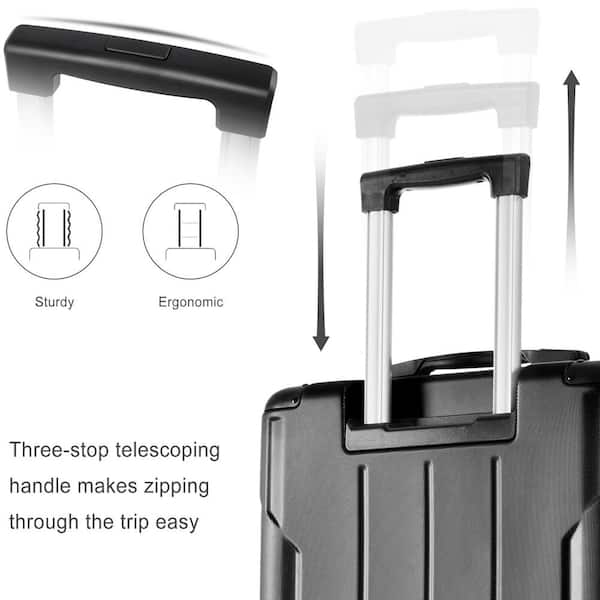 Polibi 24 in. Black Hardshell Luggage Spinner Suitcase with TSA