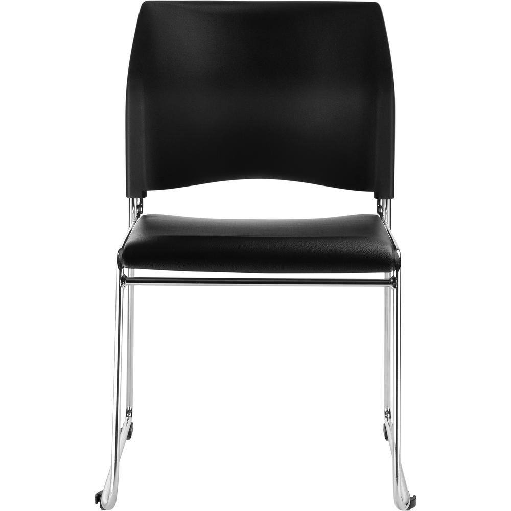 Black Vinyl and Metal Armless Stackable Chairs, Set of 4