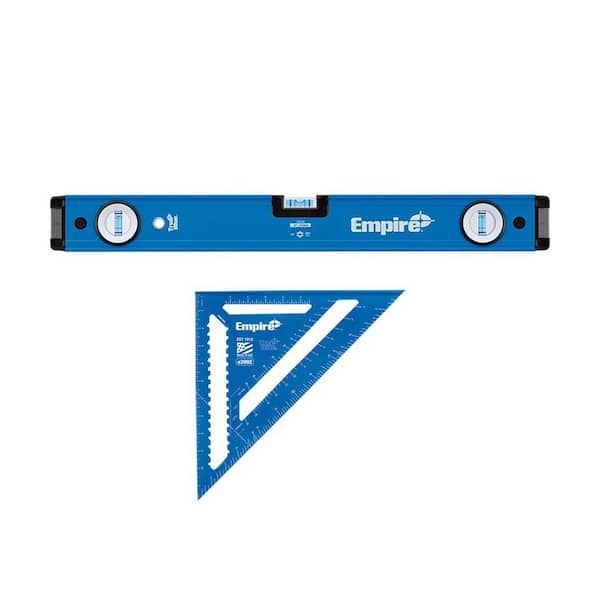 24 in. Box Beam Level With 12 in. Laser Etched Aluminum Rafter Square