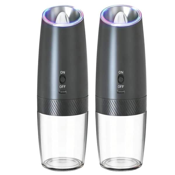 Electric Salt and Pepper Grinder Set with Rechargeable and Adjustable Coarseness for Grinding Salt and Pepper, Black