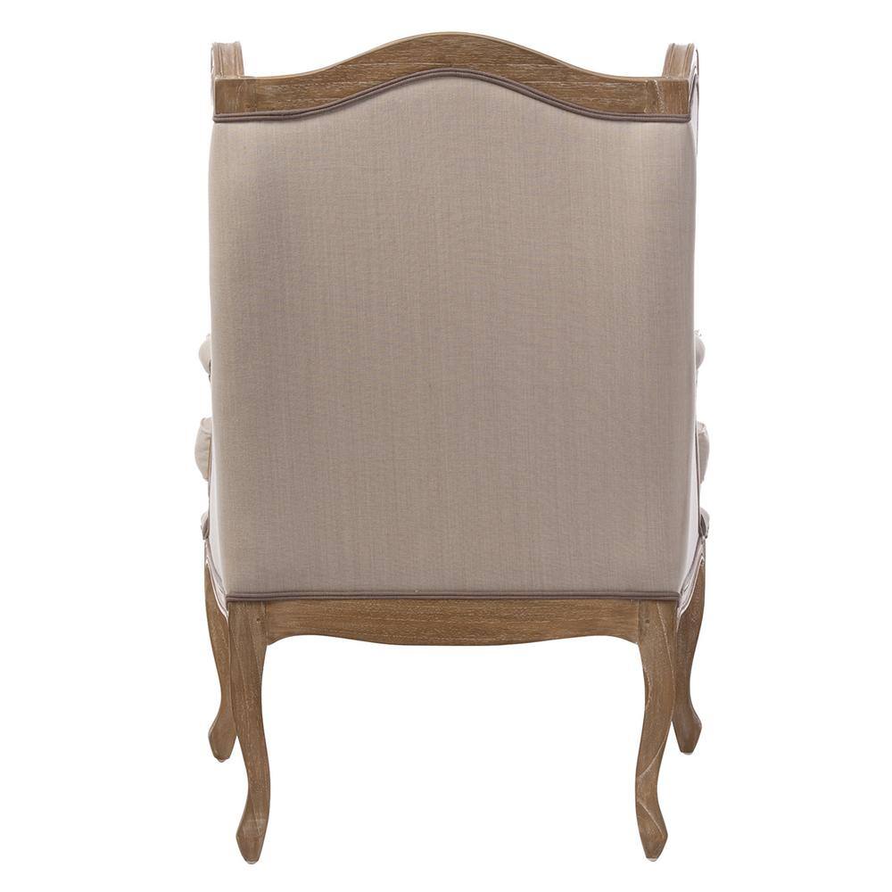 Majestic Beige Wingback Handcrafted Wood Accent Chair
