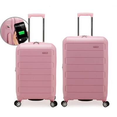 pink hardside suitcase