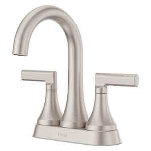 Vedra 4 in. Centerset Double Handle Bathroom Faucet in Spot Defense Brushed Nickel