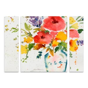 30 in. x 41 in. White Vase with Flowers by Sheila Golden Multi Panel Small Floater Frame Nature Wall Art