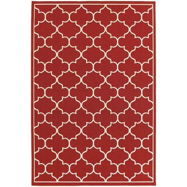 Home Decorators Collection Valley Red 5 ft. x 8 ft. Indoor/Outdoor Patio Area Rug