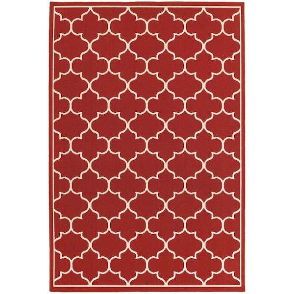 Home Decorators Collection Valley Red 5 ft. x 8 ft. Indoor/Outdoor Patio Area Rug