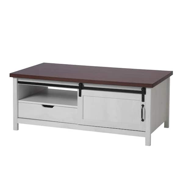 BALKENE HOME Siena 47.25 in. White Rectangle Wood Coffee Table