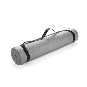 All Purpose Extra Thick Grey Fitness & Exercise 24 in. x 68 in. Yoga Mat with Carrying Strap