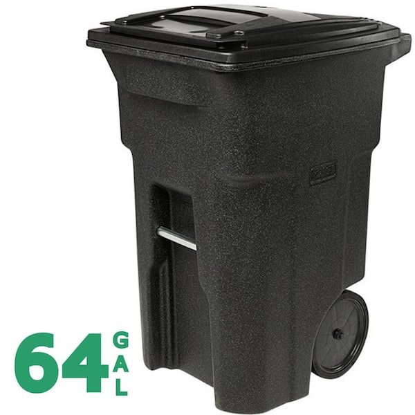 64 Gallon Blackstone Outdoor Trash Can/Garbage Can with Quiet Wheels and Attached Lid