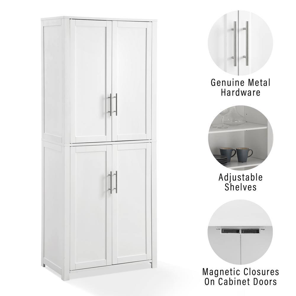 Savannah White Tall Kitchen Pantry with Adjustable Shelving