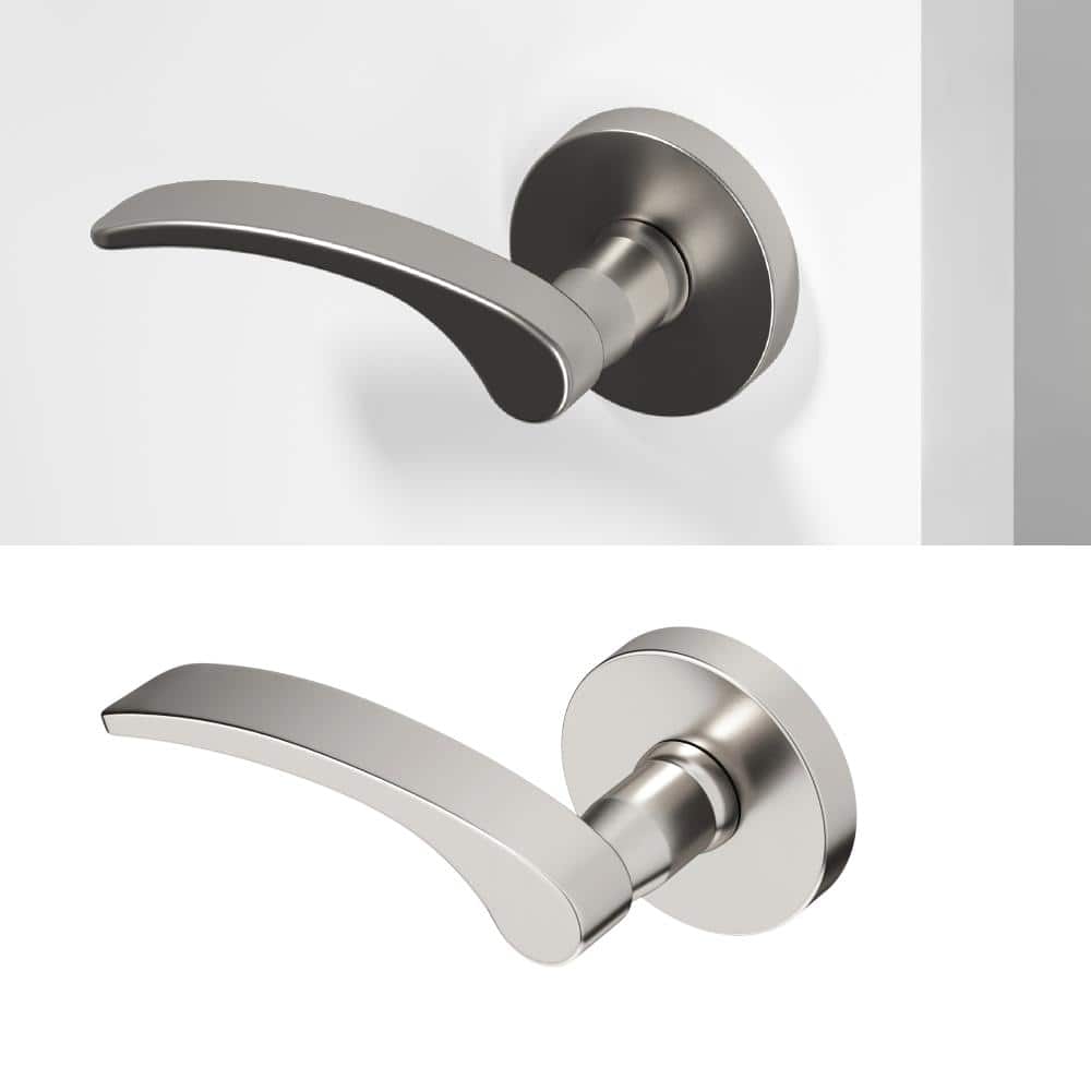 Okun Brook Metal Brushed Nickel Dummy Door Handle with Round