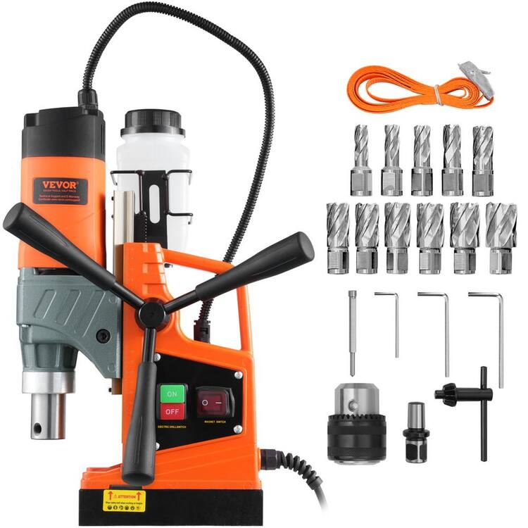 VEVOR Magnetic Drill, 1.45 KW 1.57 in. Boring Diameter, Portable Mag Drill Press with 1 2,500 N Number of Speeds 850 RPM