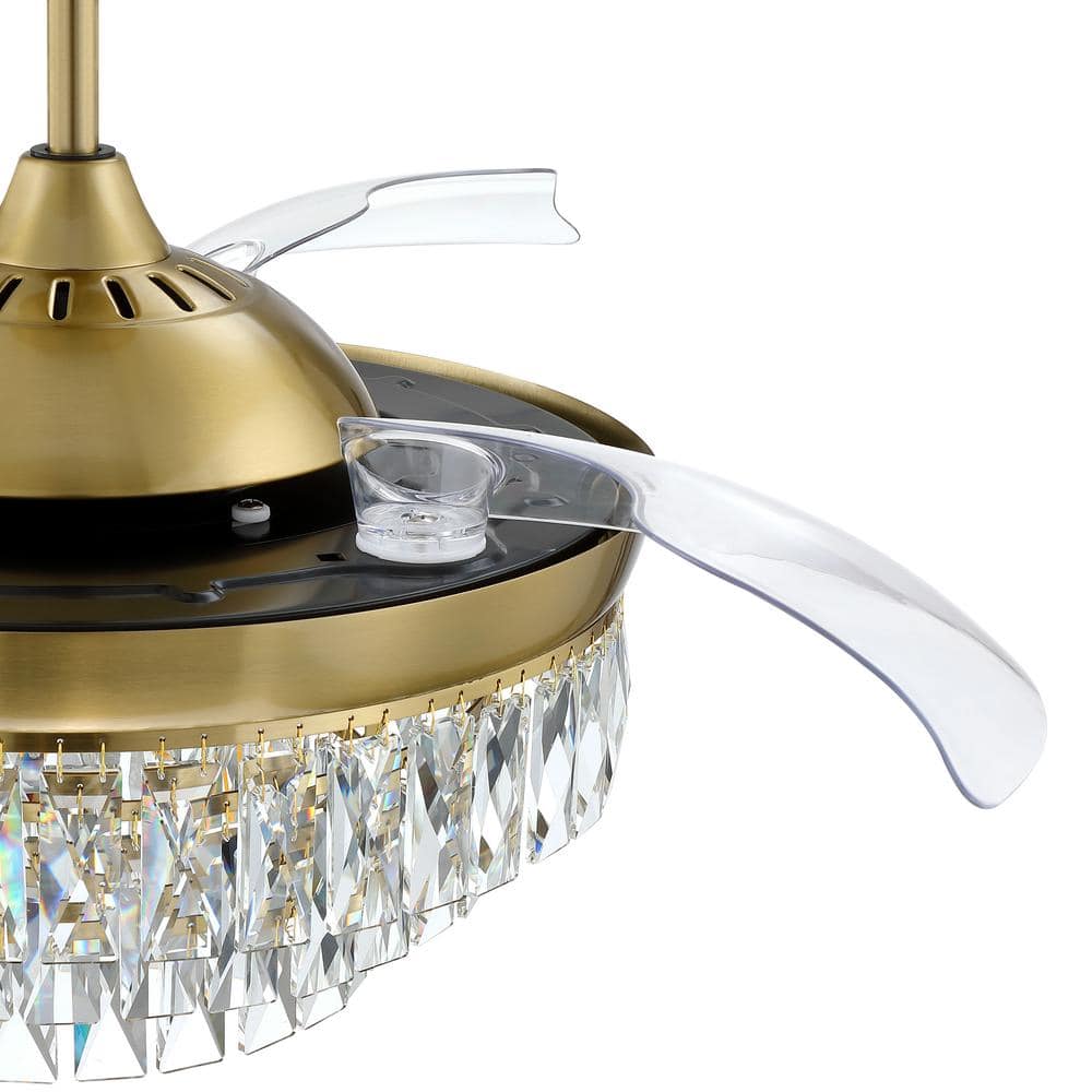 Satin Brass 42" Ceiling Fan with Clear Glass Chandelier