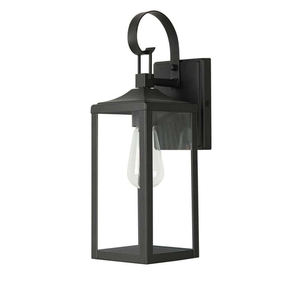 Castle 1-Light 16 in. Outdoor Hardwired Wall Lantern Sconce with Matte Black Finish and Clear Glass Shade price history on PriceWatchPro